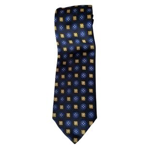 Robert Talbott best of class Men's Blue and Gold Patterned Tie preppy silk